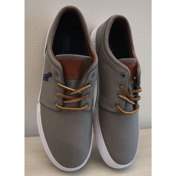 Polo Ralph Lauren 01087 Men's Sz 11.5 Gray Faxon Low Canvas Fashion Sneakers - Picture 5 of 8